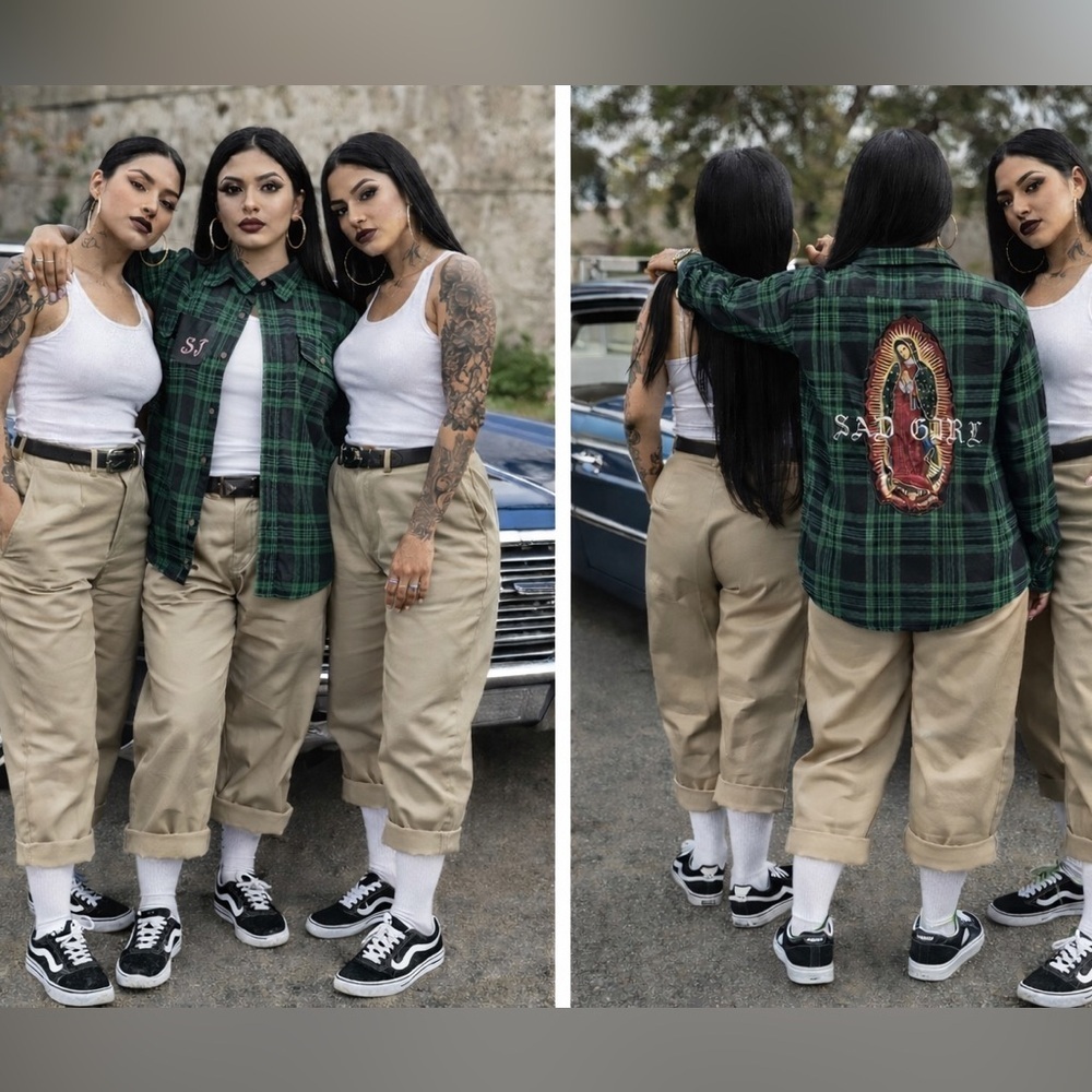 Chola Sad Girl Virgen de Guadalupe Flannel Shirt XL – Authentic Streetwear